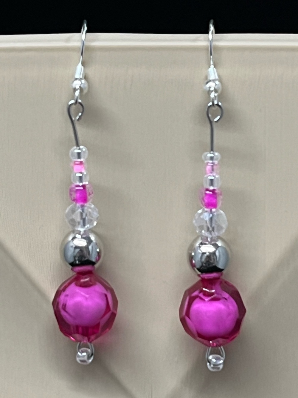 "Enchanted Rose" Hand Crafted Faceted Bead Drop Earrings